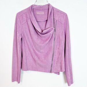 BLANK NYC PINK FAUX SUEDE OFFSET ZIP MOTO JACKET WOMENS SZ SMALL